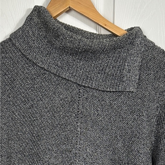 Talbots Plus sweater, size 2x. Marled gray, front seam, split turtleneck. - Picture 3 of 10
